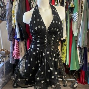 Betsey Johnson Black and White Halter Mini Sundress